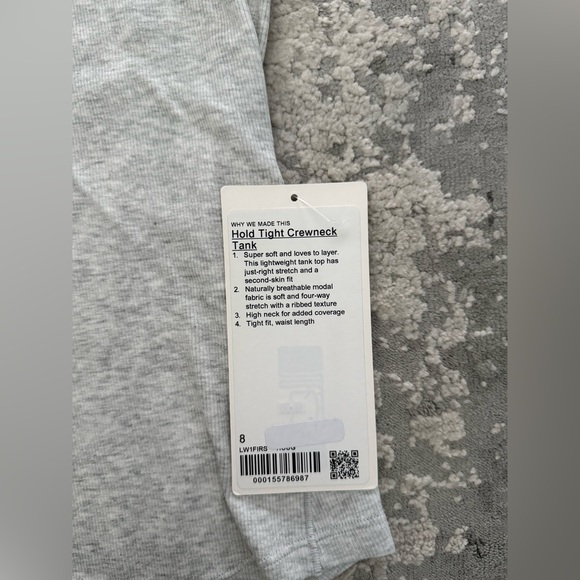 NWT lululemon hold tight crewneck tank waist length size 8 - Picture 3 of 3
